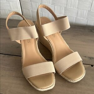 Dream Pairs Beige Espadrille Slingback Wedge Sandals